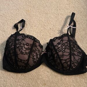 Black lace Betsy Johnson bra lightly lined and wired